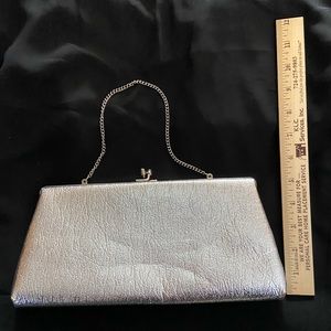 Retro 1950's Clutch Evening Bag Silver Handbag Cocktail